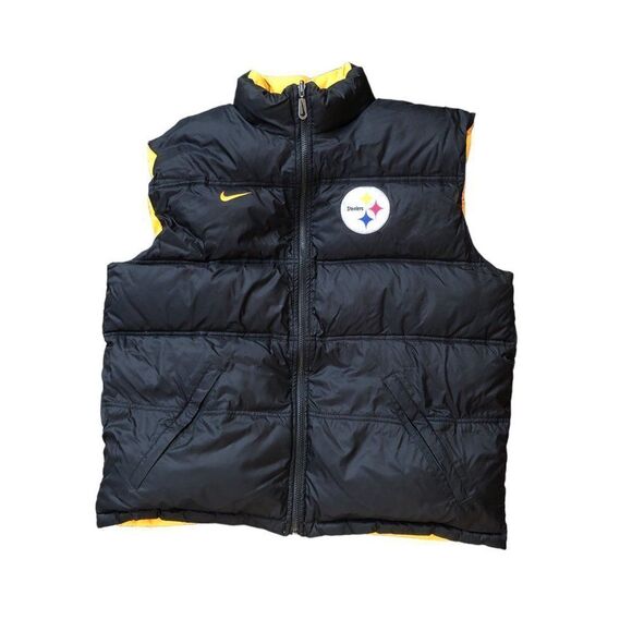 RARE Reversible Nike Jacket NFL Pittsburg Steelers Duvet Puffer Vest XL - Picture 16 of 16